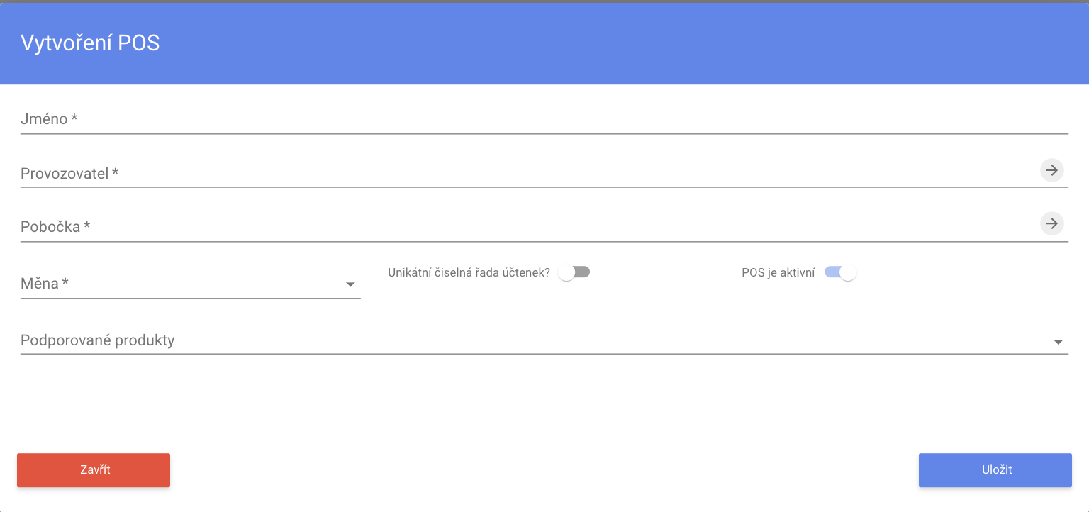 Založení POS v PMC 01